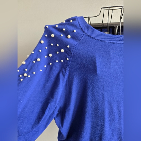 NWT Umgee Blue Pearl-Embellished Sweater - Picture 5 of 9
